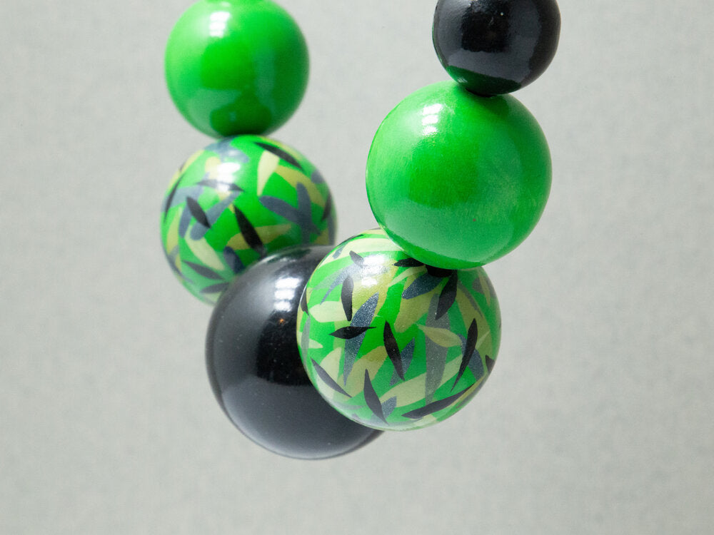 Green Power Wooden Bead Necklace