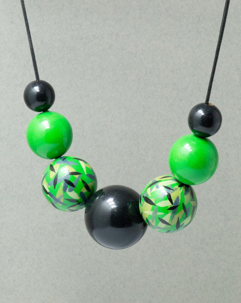 Green Power Wooden Bead Necklace