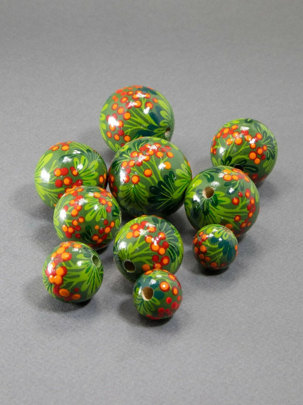 Green Viburnum Wooden Bead