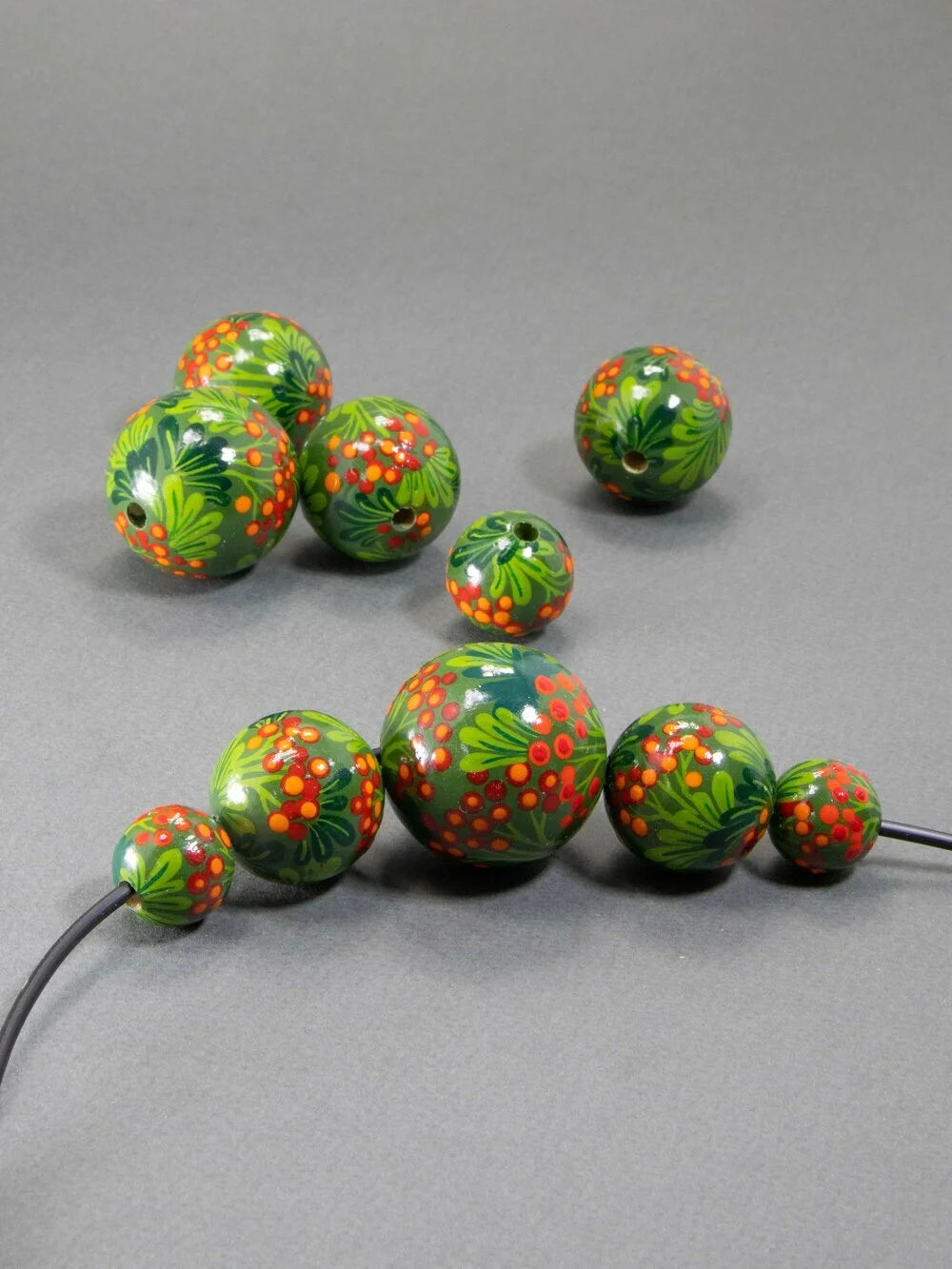 Green Viburnum Wooden Bead