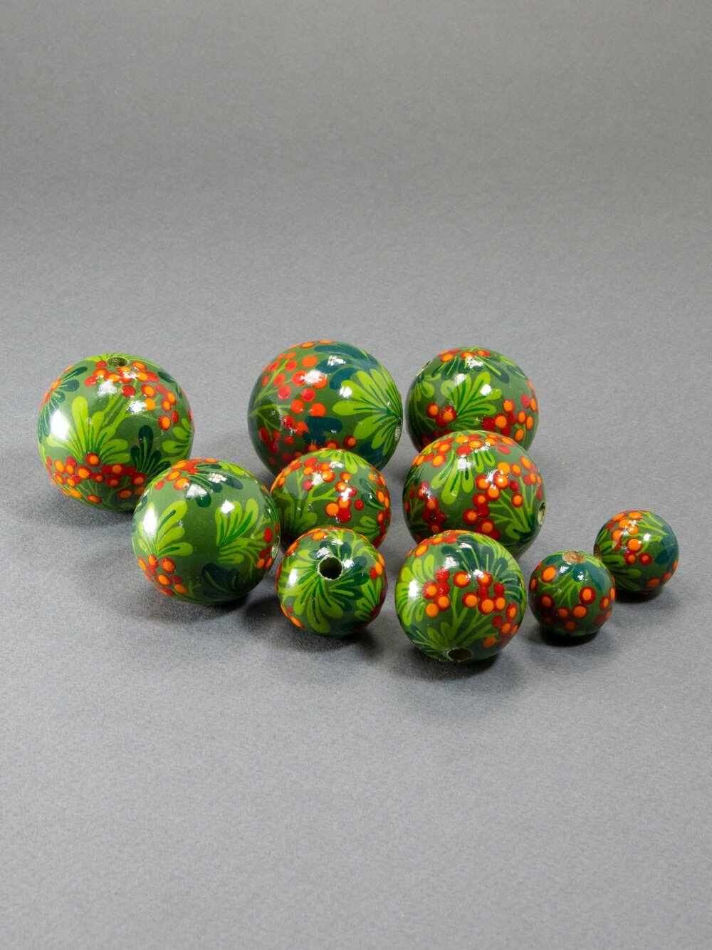 Green Viburnum Wooden Bead