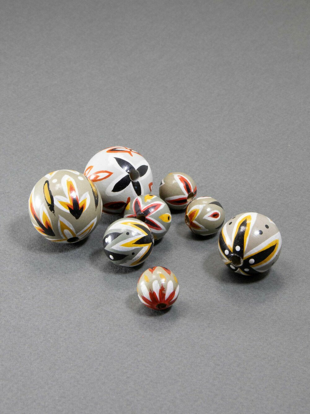 Grey Ethnical Wooden Beads Set