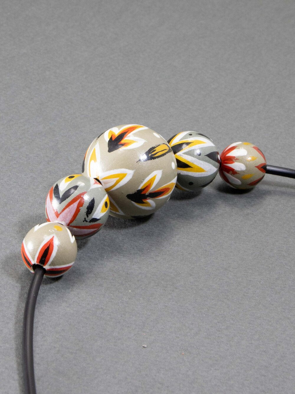 Grey Ethnical Wooden Beads Set