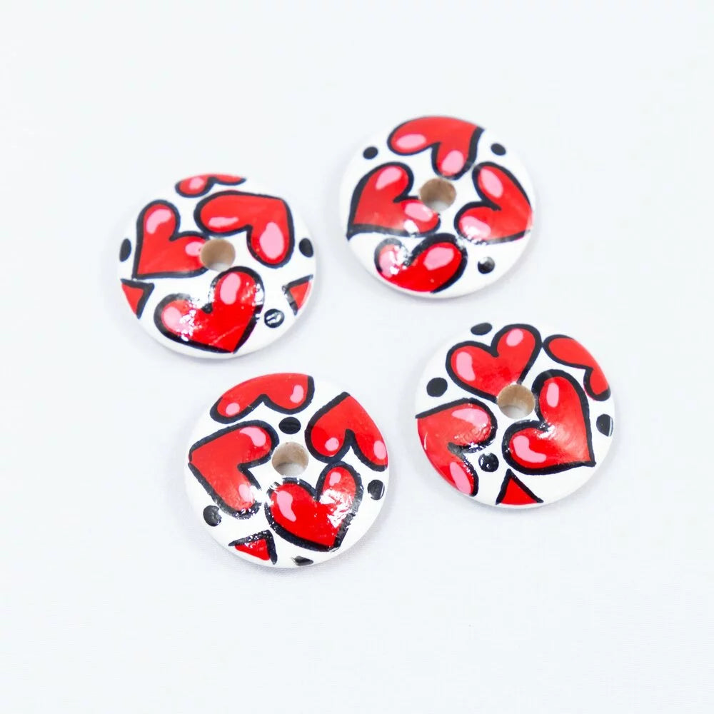 Hearts Flat Wooden Bead