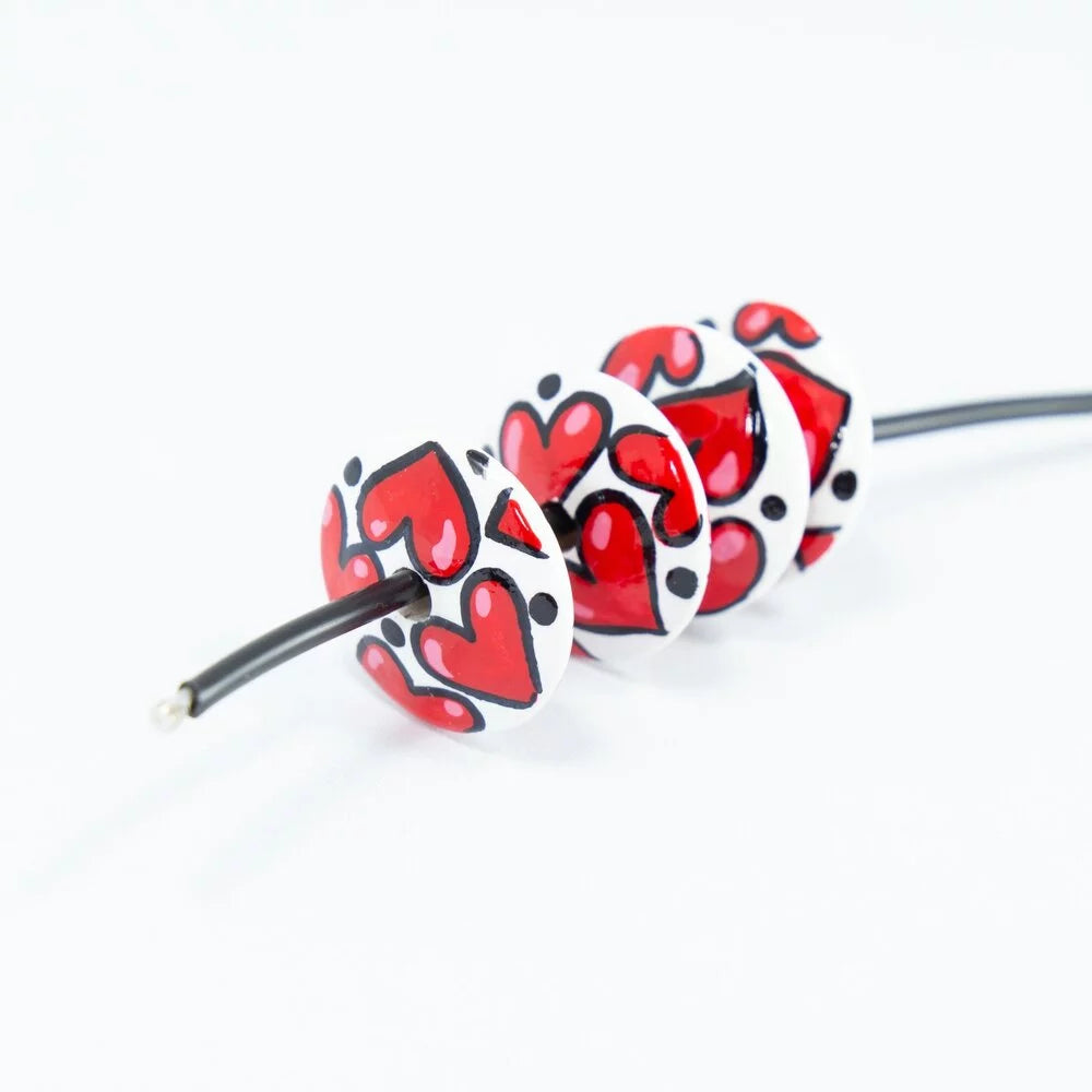 Hearts Flat Wooden Bead