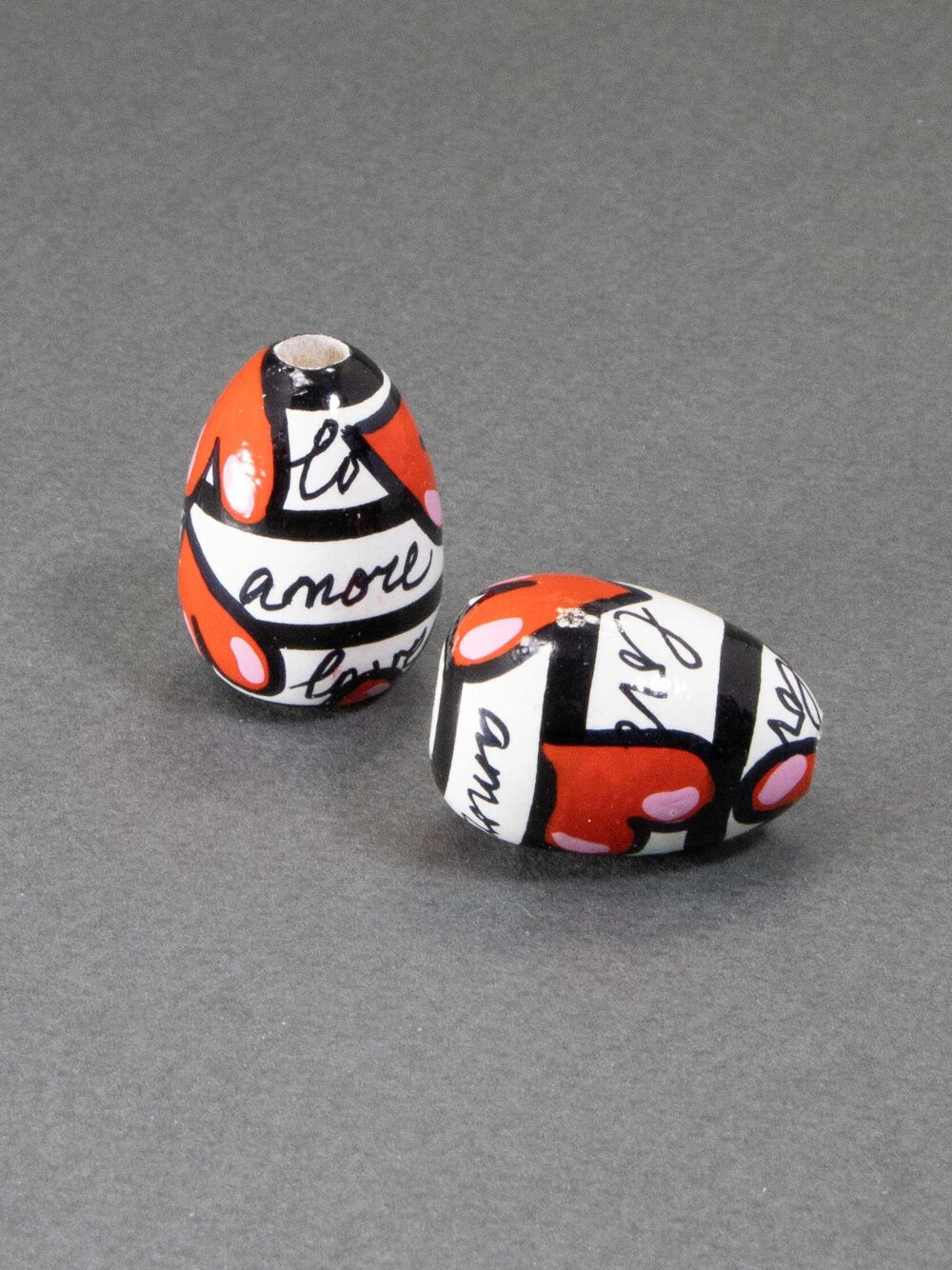 Hearts Symphony Wooden Bead in Drop Shape