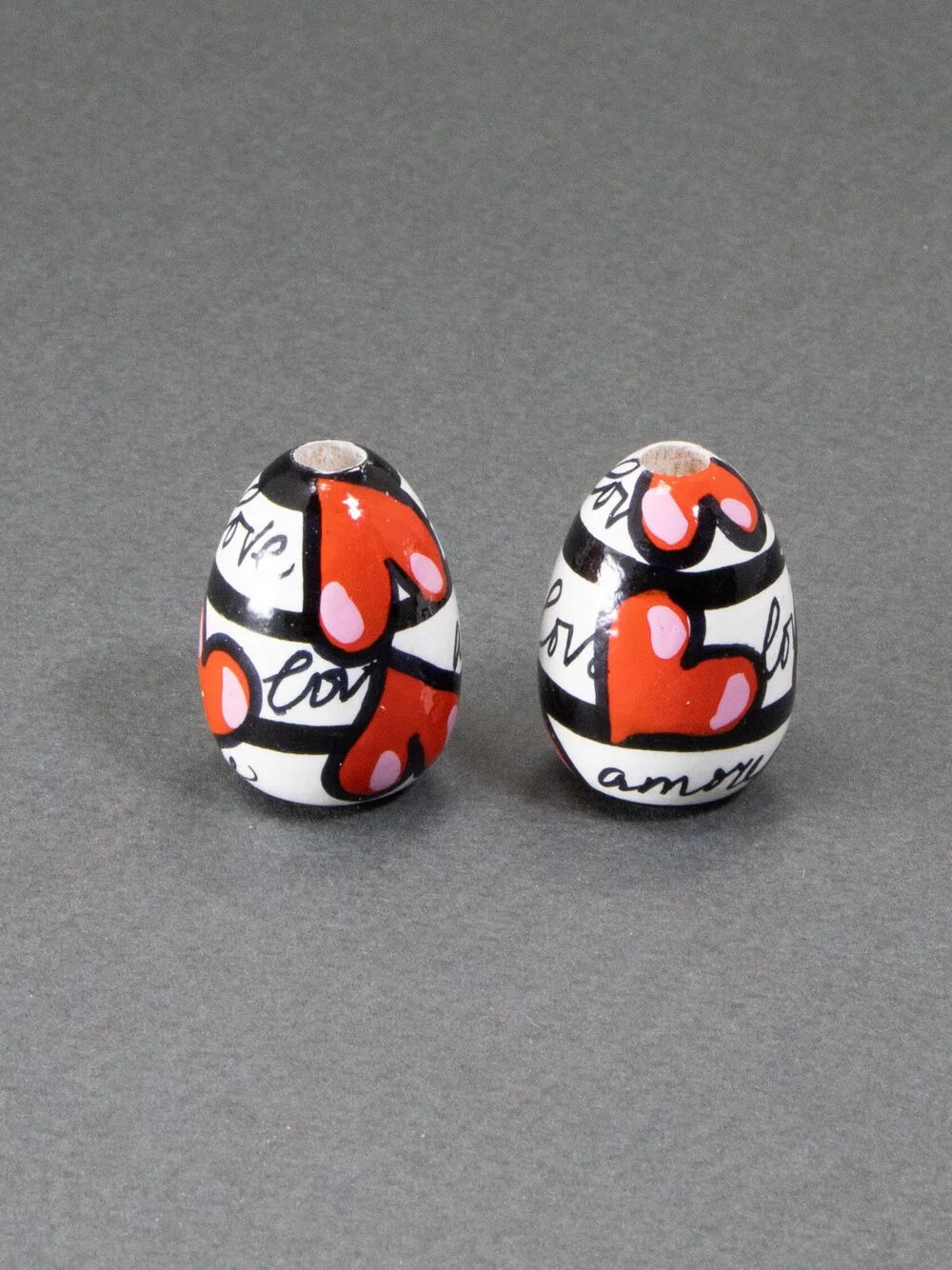 Hearts Symphony Wooden Bead in Drop Shape