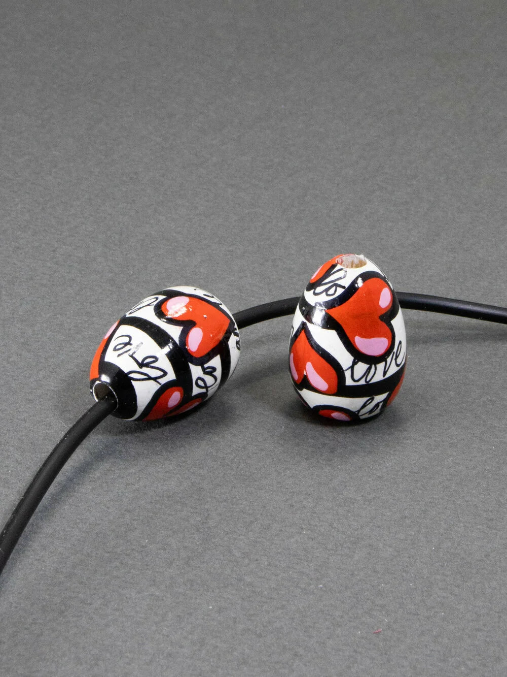 Hearts Symphony Wooden Bead in Drop Shape