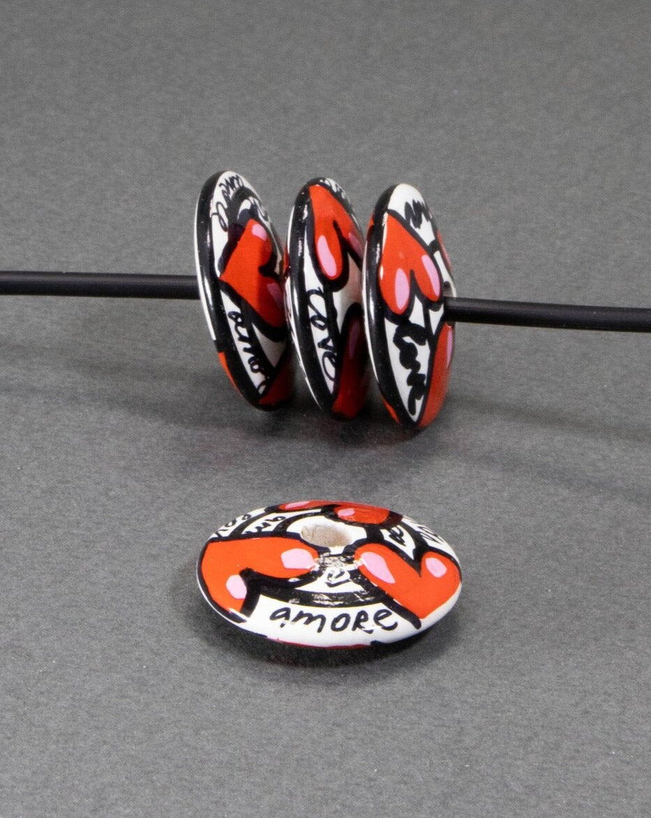 Hearts Symphony Wooden Bead in Flat Shape