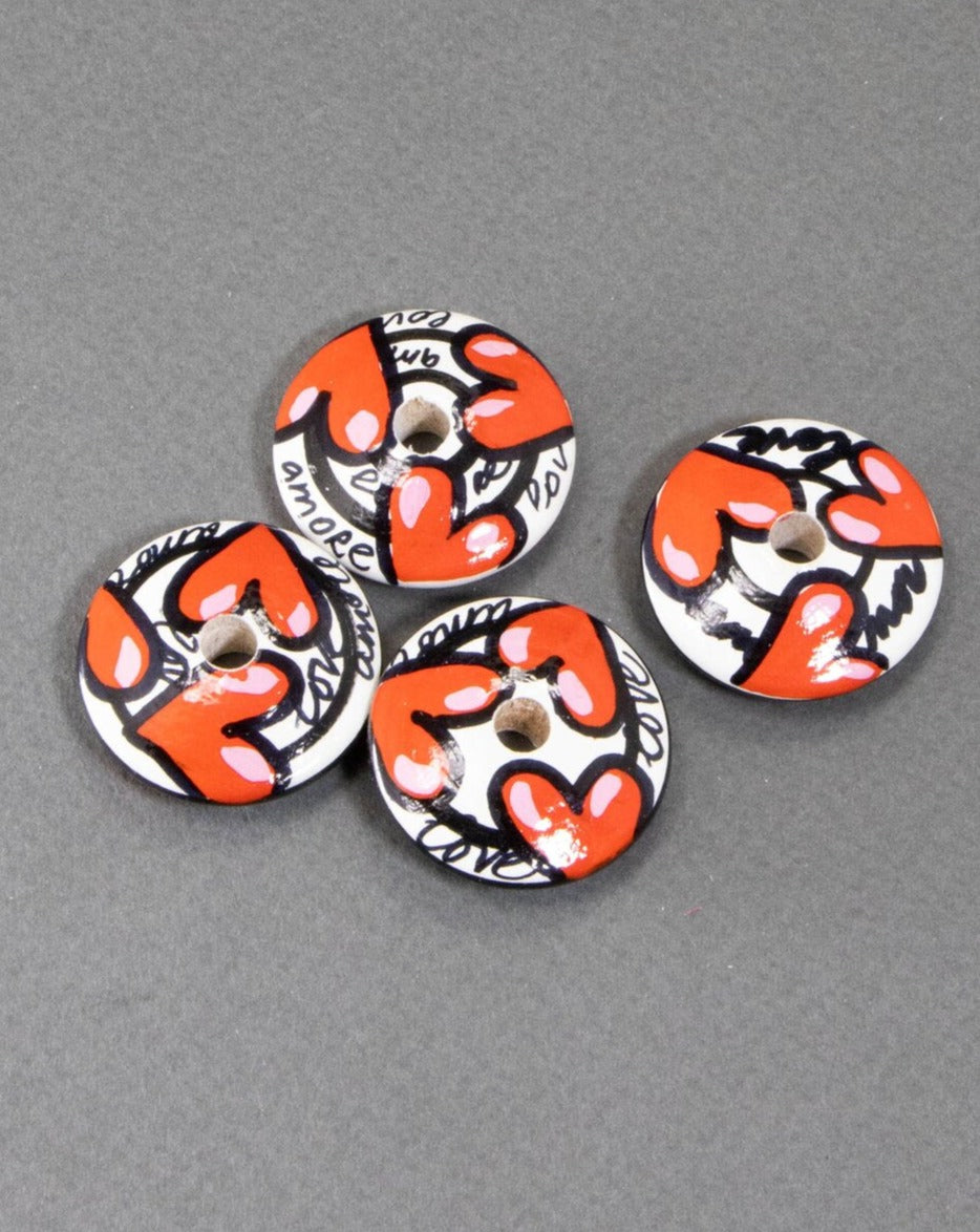 Hearts Symphony Wooden Bead in Flat Shape