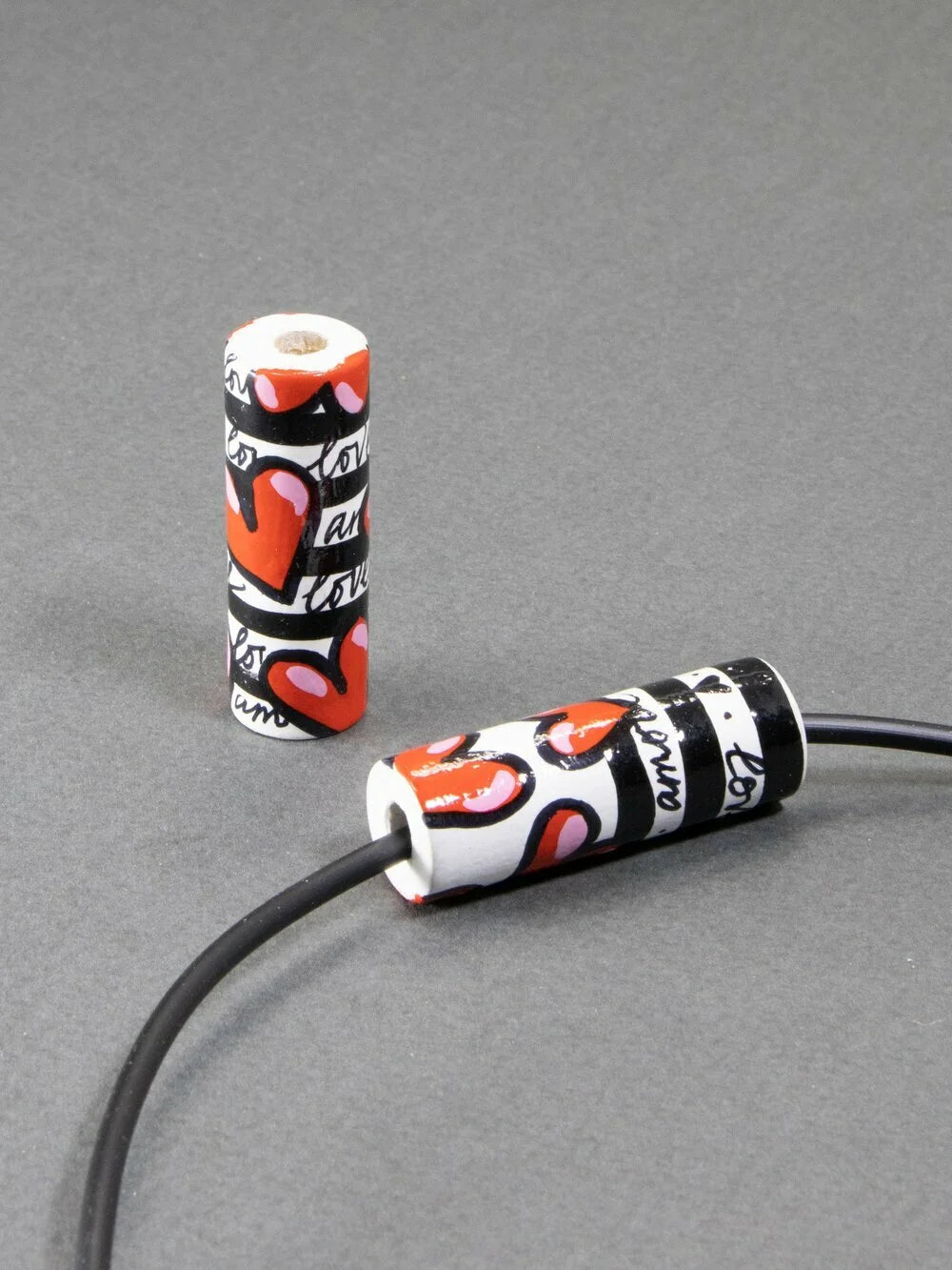 Hearts Symphony Wooden Bead in Cylinder Shape