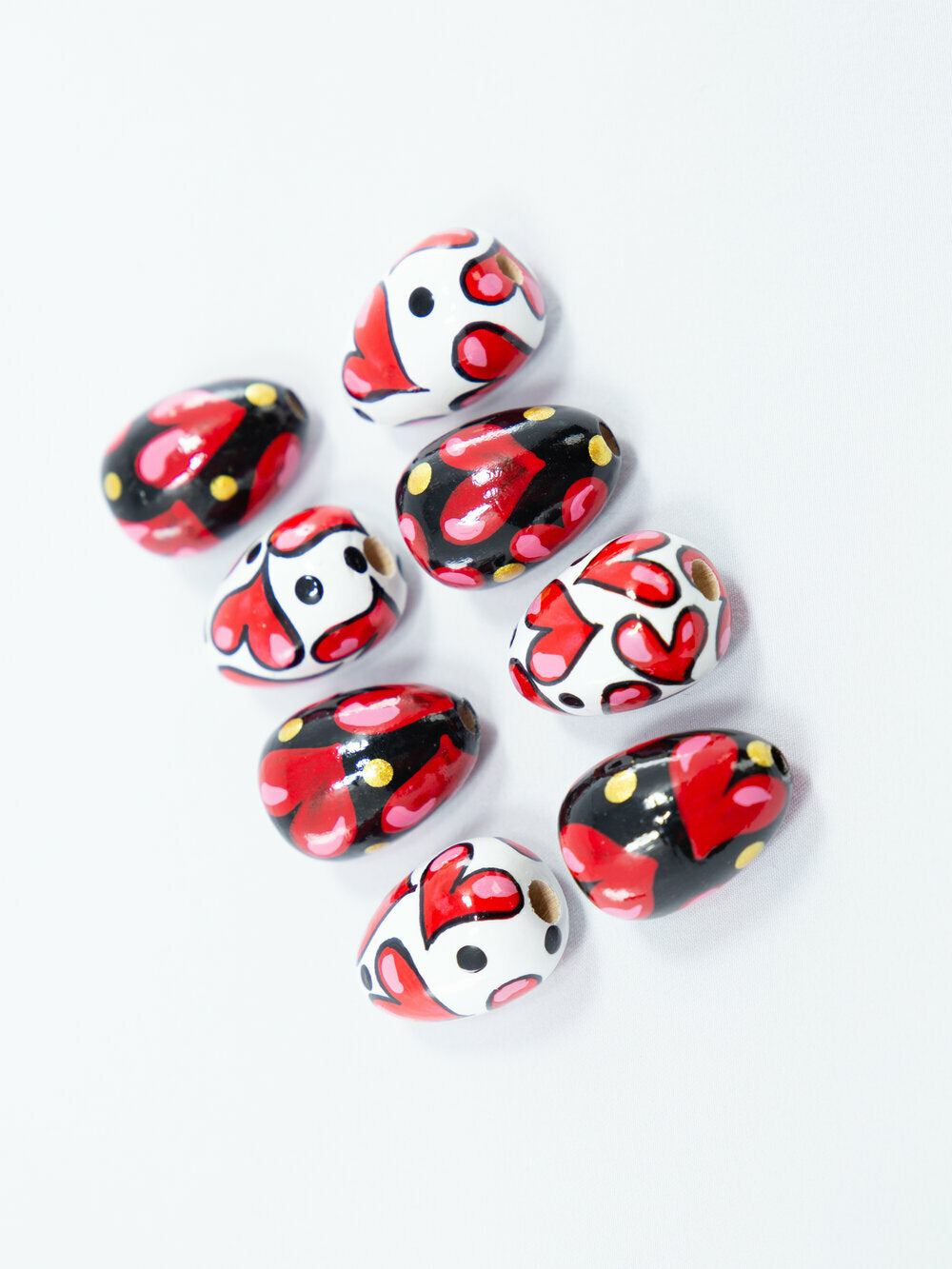 Hearts Wooden Bead in Drop Shape