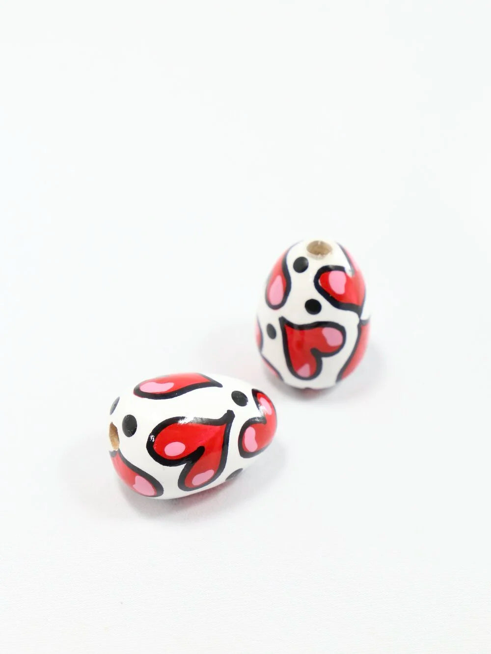 Hearts Wooden Bead in Drop Shape