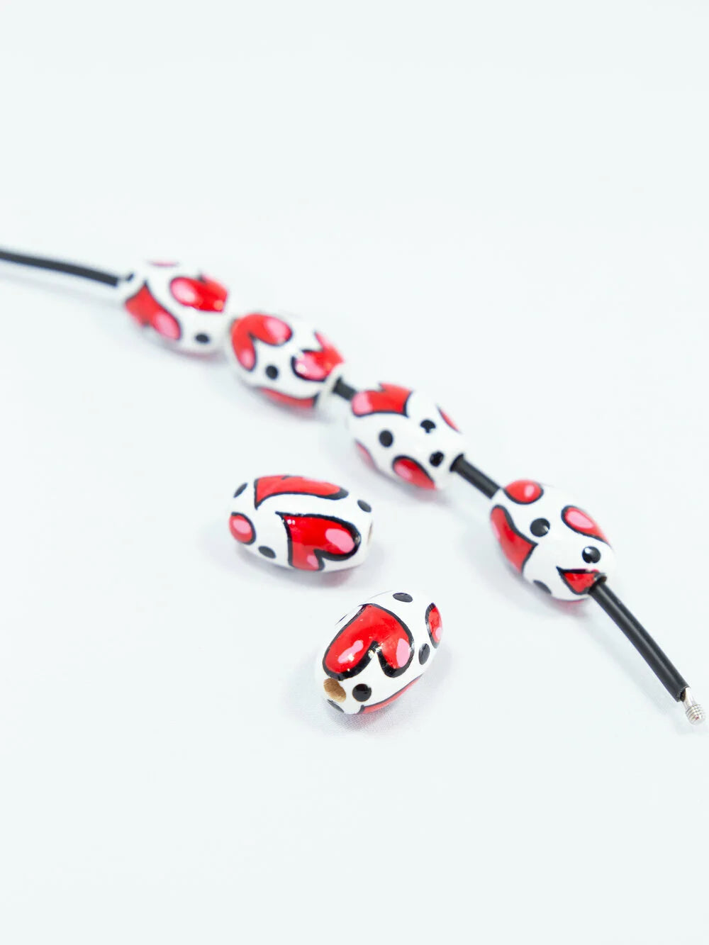 Hearts Wooden Beads in Bean Shape