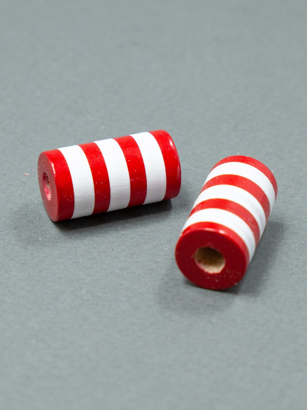 Red Cylinder Wooden Bead