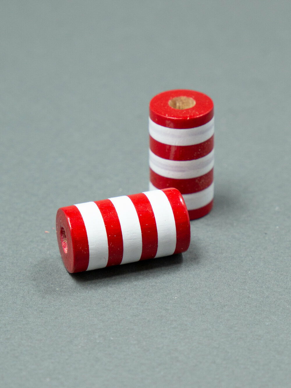 Red Cylinder Wooden Bead