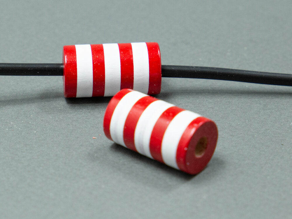 Red Cylinder Wooden Bead