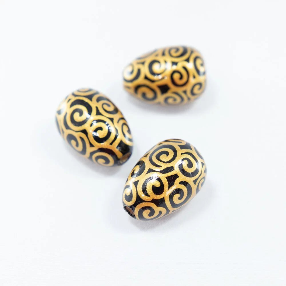 Klimt Wooden Beads in Drop Shape