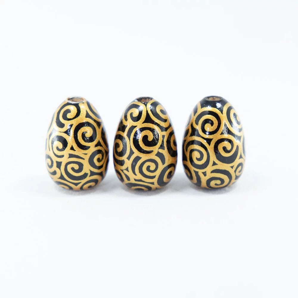 Klimt Wooden Beads in Drop Shape