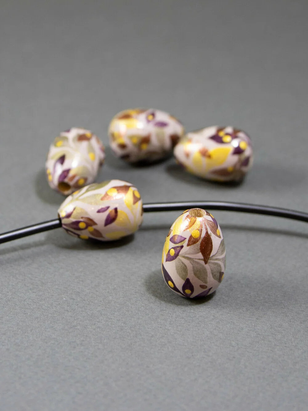 Lavender Jungle in Drop Shape Wooden Bead