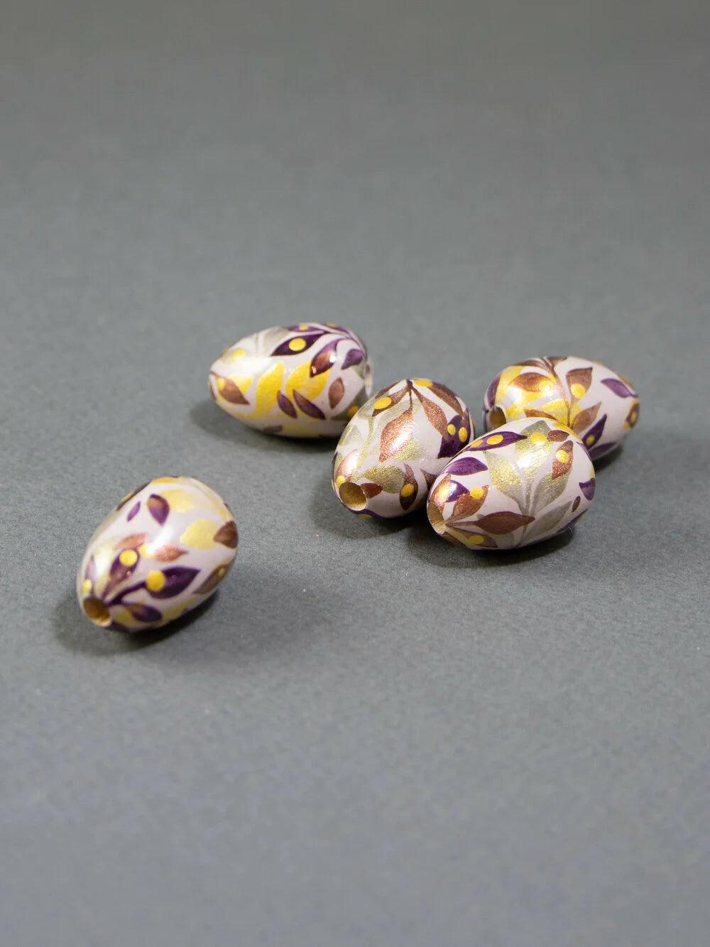 Lavender Jungle in Drop Shape Wooden Bead