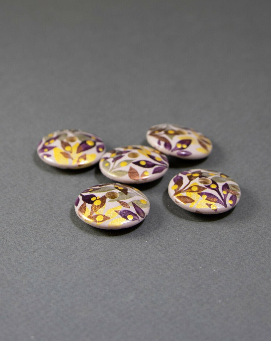 Lavender Jungle in Flat Shape Wooden Bead