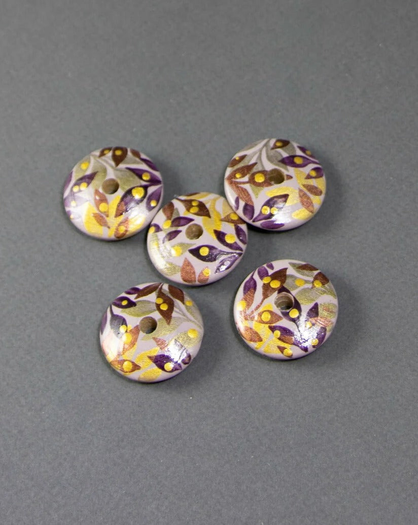 Lavender Jungle in Flat Shape Wooden Bead