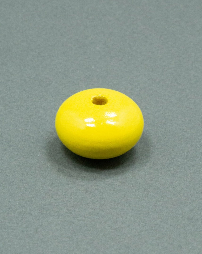 Lemon Yellow Wooden Bead in Pumpkin Shape