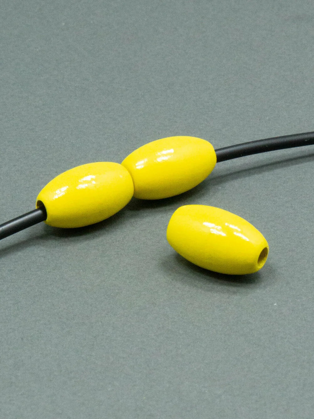 Lemon Yellow Wooden Bead in Bean Shape