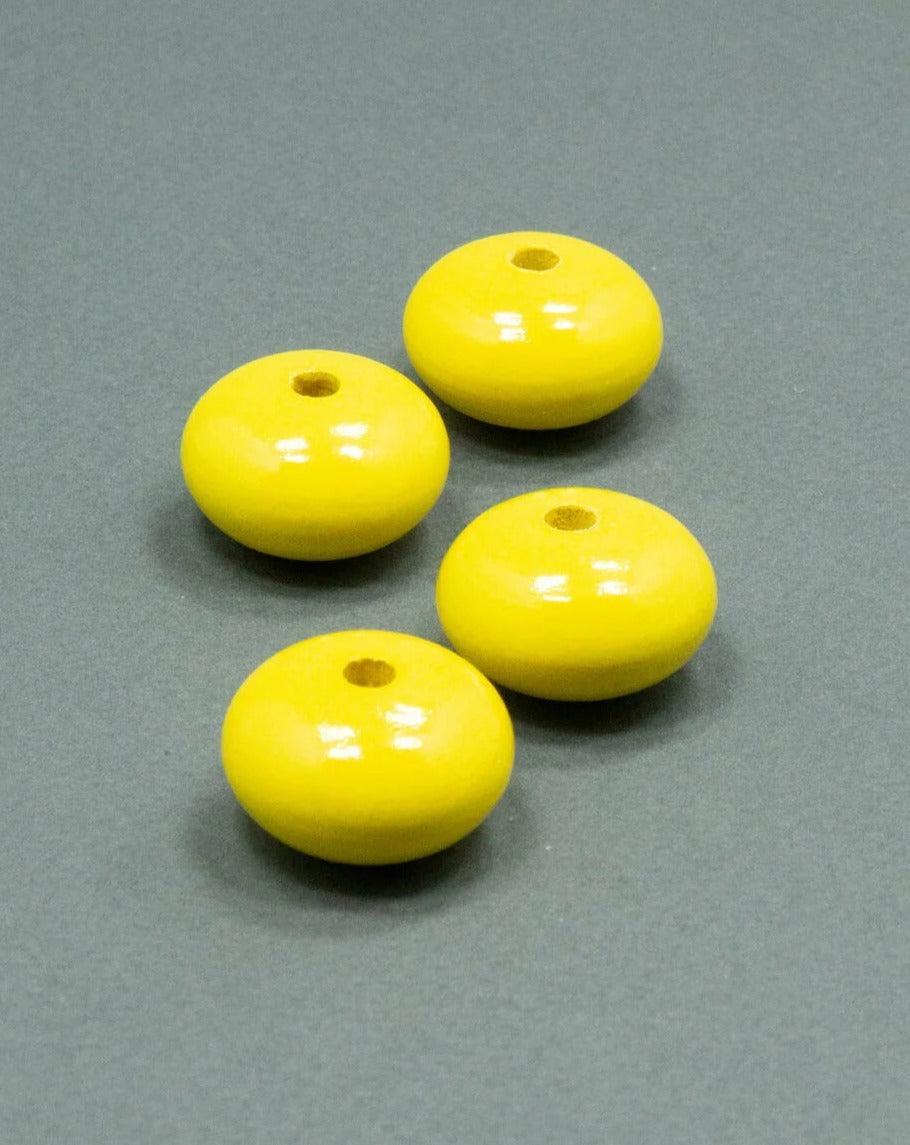 Lemon Yellow Wooden Bead in Pumpkin Shape