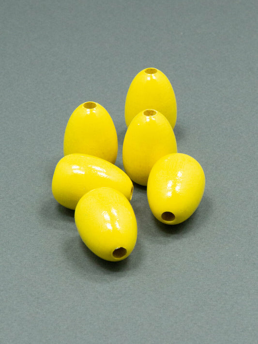 Perlina di legno giallo limone a forma di goccia