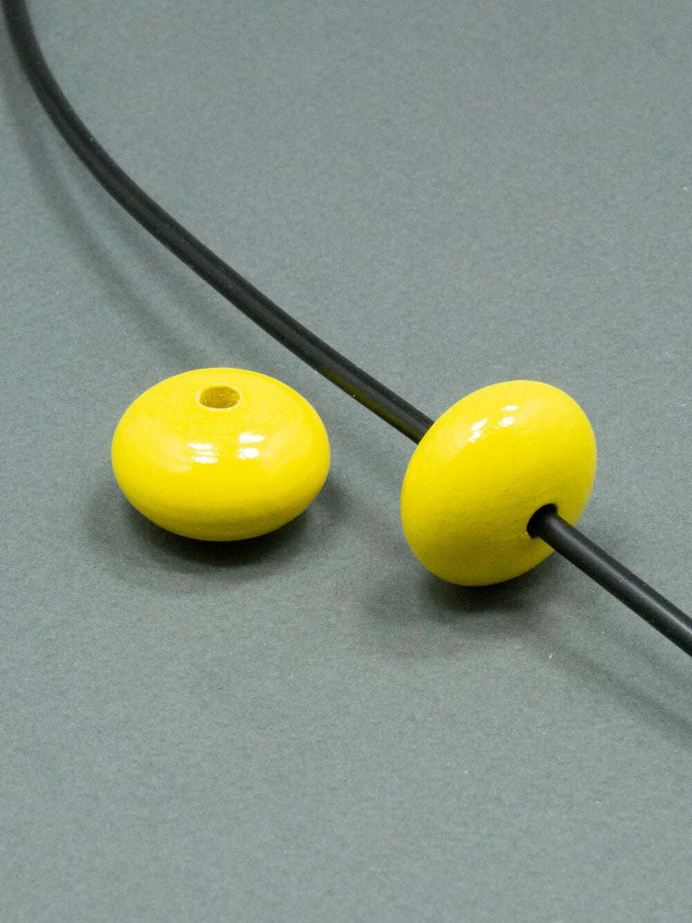 Lemon Yellow Wooden Bead in Pumpkin Shape