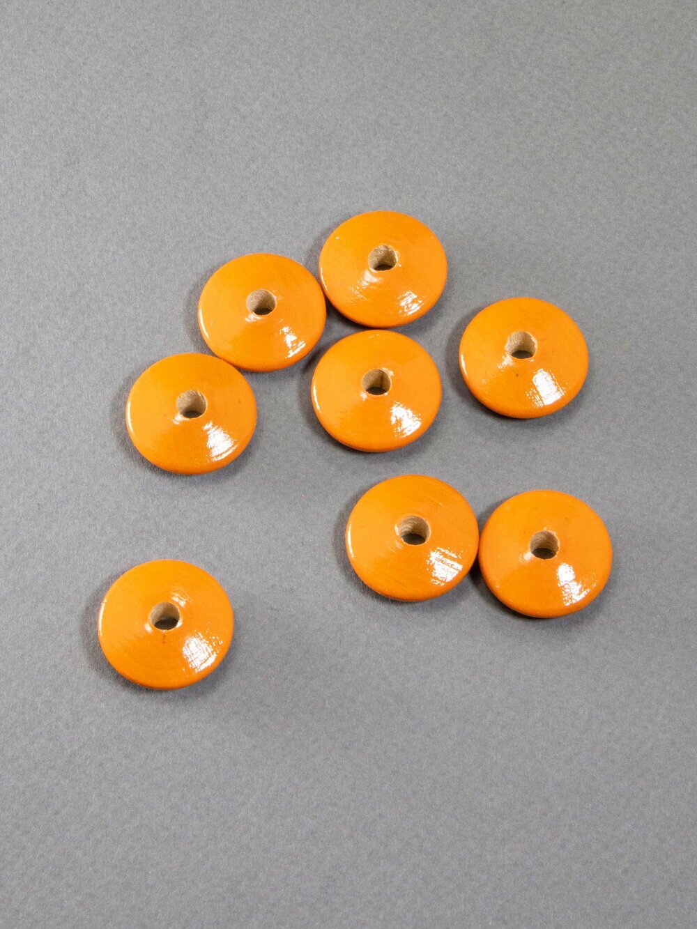 Orange Flat Wooden Bead