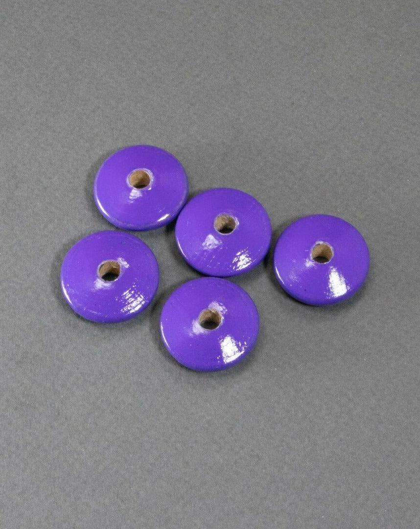 Violet Flat Wooden Bead