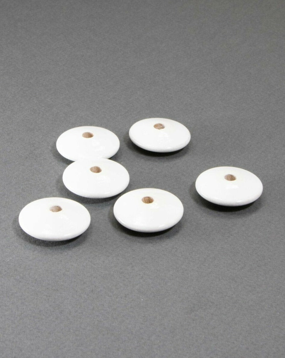 White Flat Wooden Bead