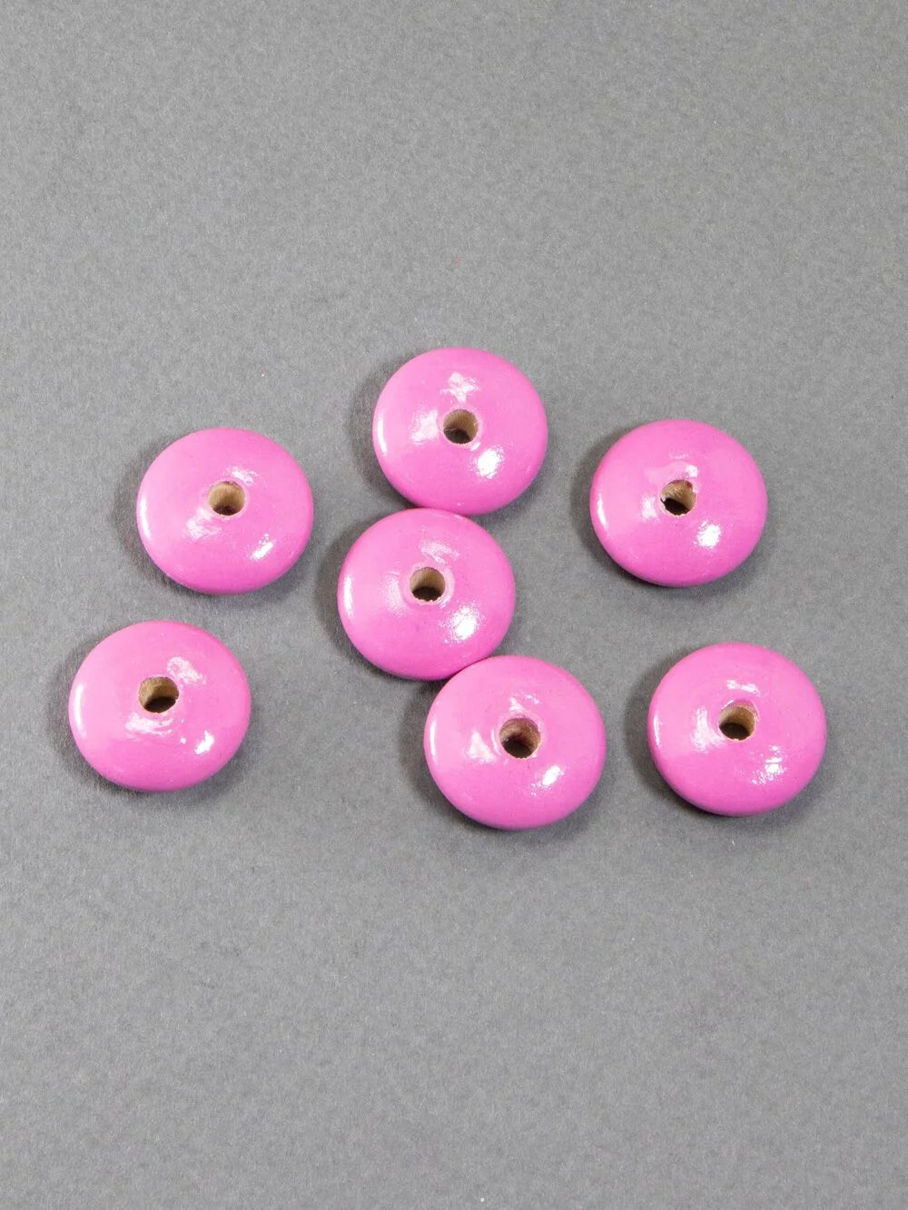 Dark Pink Flat Wooden Bead