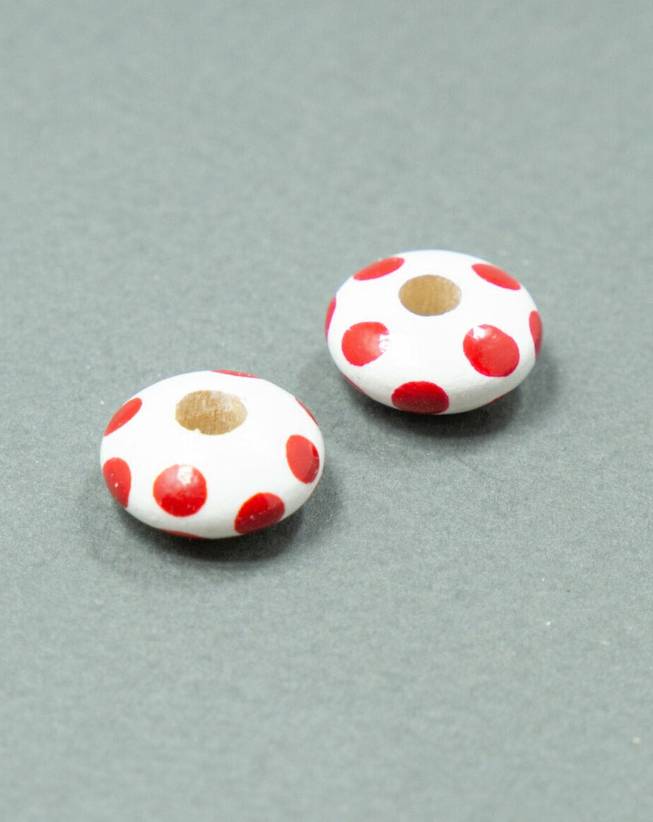 Set di perline di legno piatte mini rosse 2