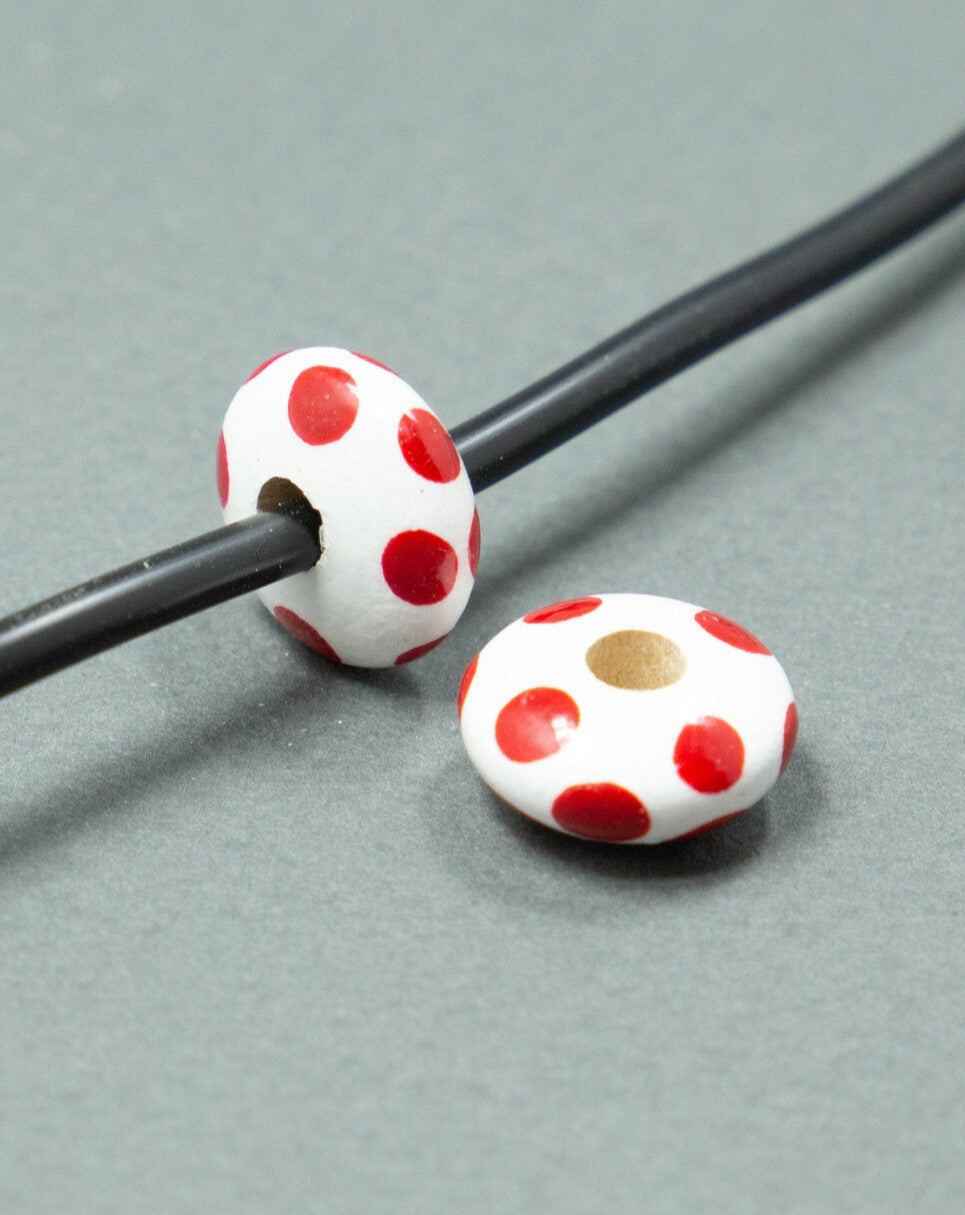 Mini Red Flat Wooden Bead Set 2