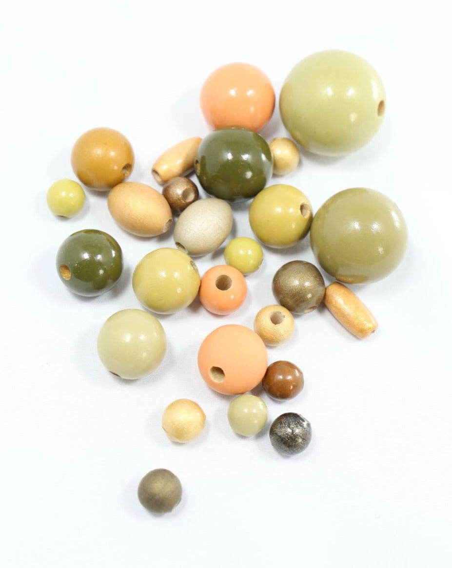 Olive Wooden Beads Set