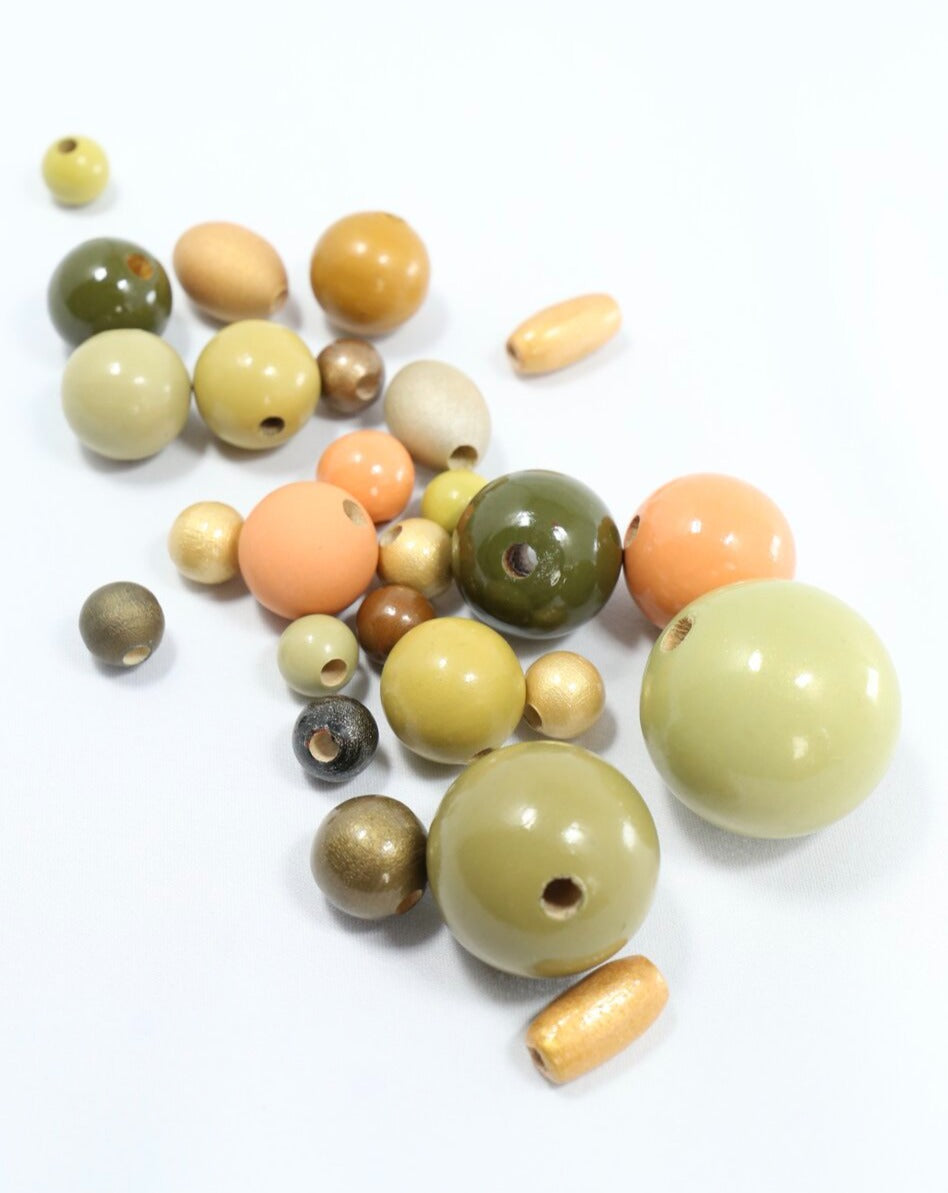 Olive Wooden Beads Set
