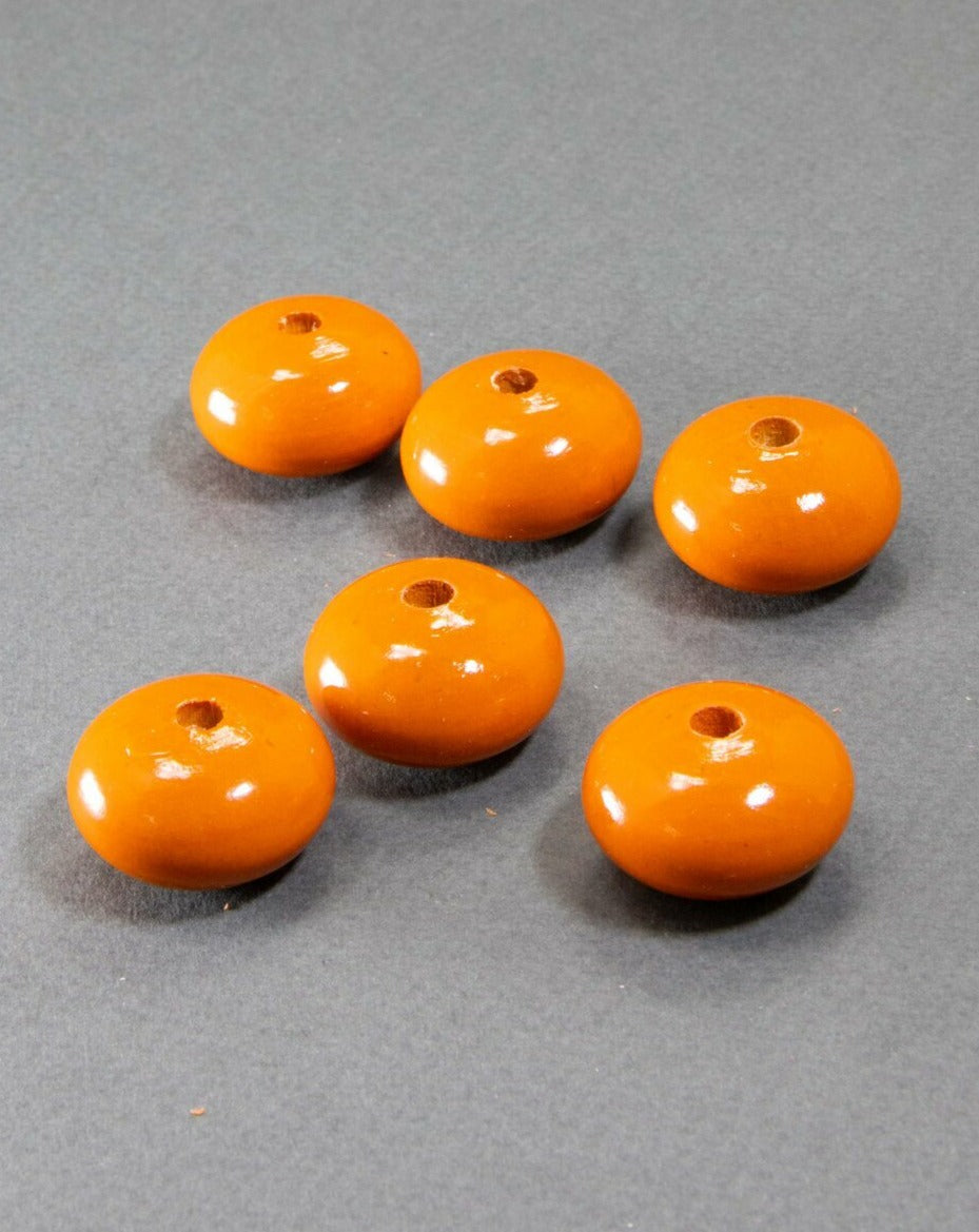 Orange Wooden Bead in Pumpkin Shape