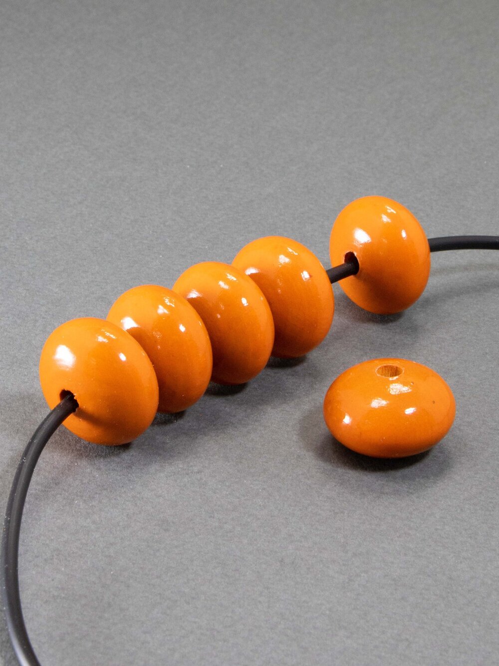 Orange Wooden Bead in Pumpkin Shape