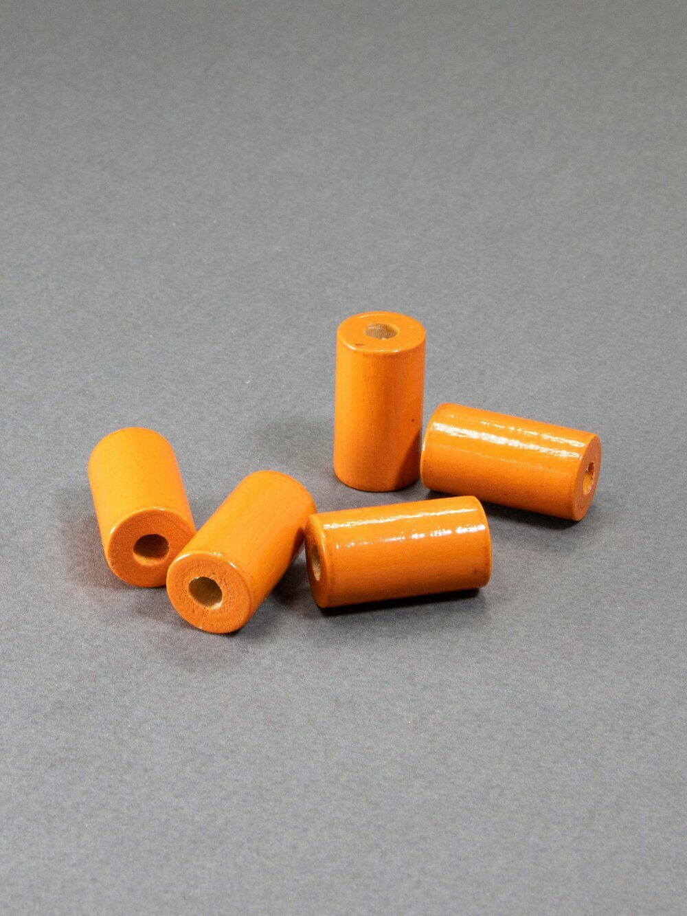 Orange Wooden Beads in Cylinder Shape