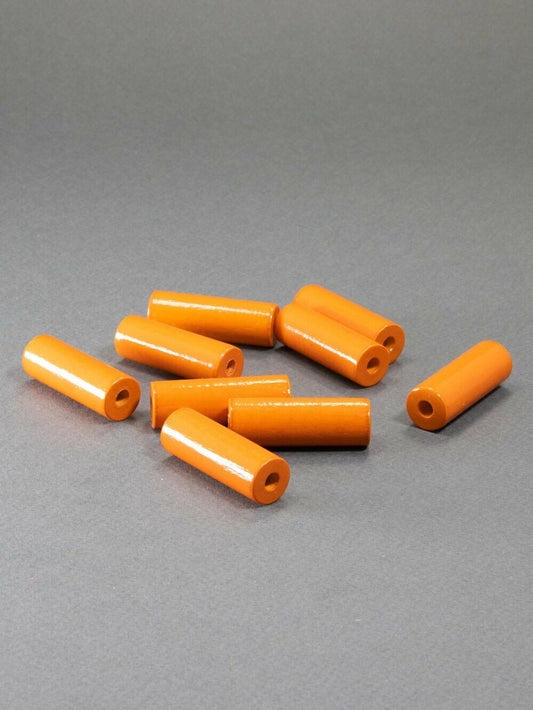 Orange Wooden Beads in Cylinder Shape