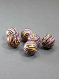Pink Abstract Stripes Wooden Bead