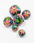Pink Flower Wooden Bead
