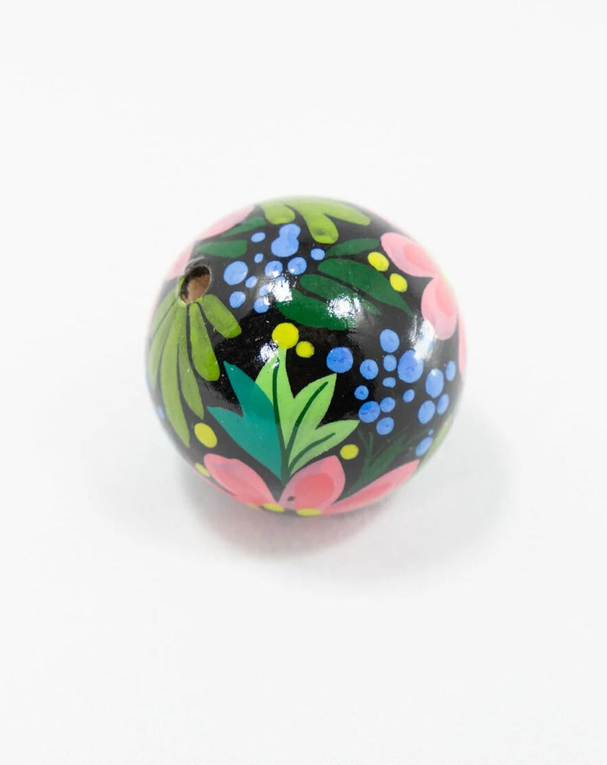 Pink Flower Wooden Bead