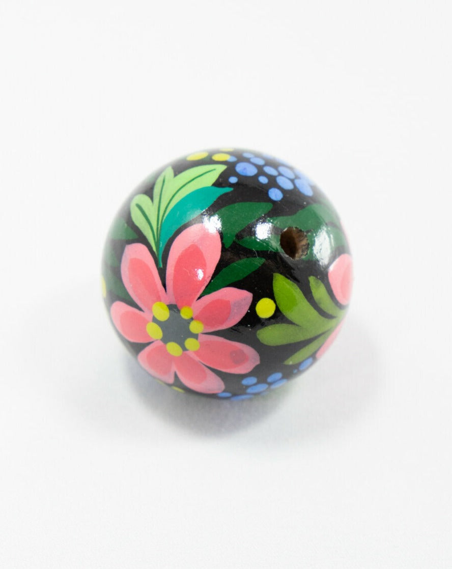 Pink Flower Wooden Bead