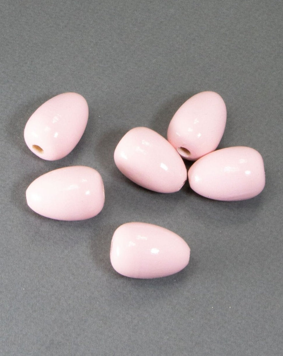 Pink Wooden Bead in Drop Shape