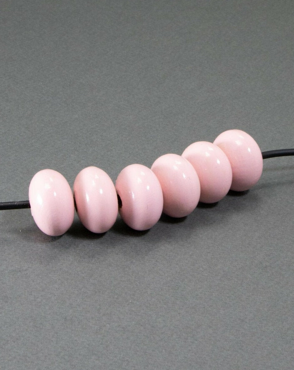 Pink Wooden Bead in Pumpkin Shape